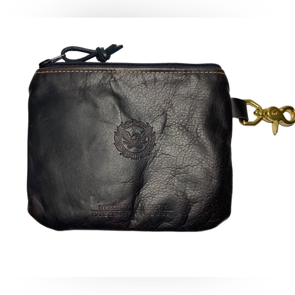 Steurer & Jacoby leather golf pouch tartan lining‎ bag wristlet